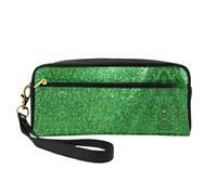Reusable Cosmetic Makeup Bag – Green Sequin Sparkle Print Leather Small Makeup Bag for Travel, Toiletry Organizer with Zipper, Black, One Size