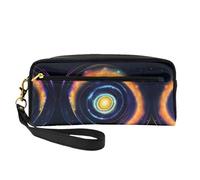 Reusable Cosmetic Makeup Bag – Space Spiral Cosmic Energy Print Leather Small Makeup Bag for Travel, Toiletry Organizer with Zipper, Black, One Size