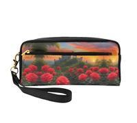 Reusable Cosmetic Makeup Bag â€“ Travel Toiletry Organizer, A Beautiful Castle Full-Print Leather Small Pouch for Women