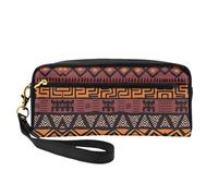 Reusable Cosmetic Makeup Bag â€“ Travel Toiletry Organizer, African Mud Cloth Tribal Full-Print Leather Small Pouch for Women