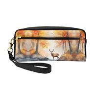 Reusable Cosmetic Makeup Bag â€“ Travel Toiletry Organizer, Beautiful Deer Full-Print Leather Small Pouch for Women