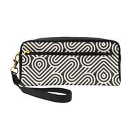 Reusable Cosmetic Makeup Bag â€“ Travel Toiletry Organizer, Black Curved Texture Full-Print Leather Small Pouch for Women