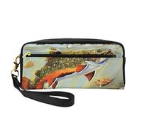 Reusable Cosmetic Makeup Bag â€“ Travel Toiletry Organizer, Brook Trout Fly Fishing Full-Print Leather Small Pouch for Women