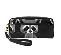 Reusable Cosmetic Makeup Bag â€“ Travel Toiletry Organizer, Cartoon Cute Raccoon Full-Print Leather Small Pouch for Women