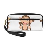 Reusable Cosmetic Makeup Bag â€“ Travel Toiletry Organizer, Cute Monkey Full-Print Leather Small Pouch for Women