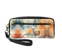 Reusable Cosmetic Makeup Bag â€“ Travel Toiletry Organizer, Deer by The River Full-Print Leather Small Pouch for Women