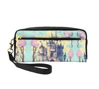 Reusable Cosmetic Makeup Bag â€“ Travel Toiletry Organizer, Fairytale Castle Full-Print Leather Small Pouch for Women