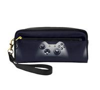 Reusable Cosmetic Makeup Bag – Travel Toiletry Organizer, Full Design Gaming Controller Pattern Print Leather Pouch for Women, Black, One Size
