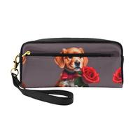 Reusable Cosmetic Makeup Bag â€“ Travel Toiletry Organizer, Gentleman-Like Dog Full-Print Leather Small Pouch for Women