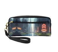 Reusable Cosmetic Makeup Bag – Travel Toiletry Organizer, The City on The Water Full-Print Leather Small Pouch for Women