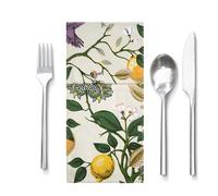 Reusable Cotton Cutlery Holder for Table- Spoon,Knife,Fork Holder Cutlery Pouch Pocket Bag for On-The-Go Meals | Hummingbird & Bumblebee Prints for Conscious Living (Humming Birds)