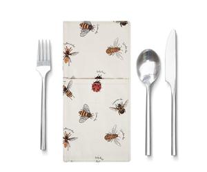 Reusable Cotton Cutlery Holder for Table- Spoon,Knife,Fork Holder Cutlery Pouch Pocket Bag for On-The-Go Meals | Hummingbird & Bumblebee Prints for Conscious Living (Bumble Bees)