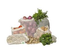 Reusable Cotton Mesh Produce Bags - 100% Organic Cotton, Durable, Double Stitched, Washable with Tare Weight & Drawstring - Mesh Bags for Grocery Shopping, Vegetables & Fruits | Set of 6 (2L, 2M, 2S)