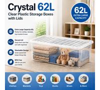 Reusable Crystal Clear Storage Box with Lid Stackable Plastic Home Organiser