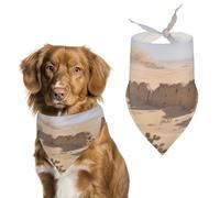 Reusable Desert Ruins Triangle Pet Scarf, Dog Bandana, Polyester Fabric, Pet Bandana for Small Medium Large Dog Cat and Other Pets 27.6 * 11.8 Inches