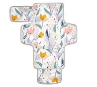 Reusable Diaper Change pad with Tissue Pocket Portable Diaper Changing pad Lightweight & Foldable Changing Station Spring Flowers Art Light Color