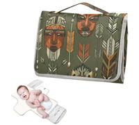 Reusable Diaper Changing mat with Tissue Pocket Afro Arrow Soft Green Orange Changing pad for Table for Moms Dads cambiador de pa ales para Bebes