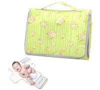 Reusable Diaper Changing pad with Tissue Pocket Spring Tiny Flowers Green Striped Travel Changing pad for Baby for Moms, Dads cambiadores de pa?ales para Bebes