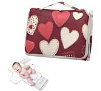 Reusable Diaper Changing pad with Tissue Pocket Valentines Hearts Patch Red Diaper mat Changing pad for Newborns Girl & Boy cambiador de pa?ales para Bebes