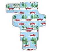 Reusable Diaper Changing pad with Tissue Pocket Waterproof Pads for Baby Lightweight & Foldable Changing Station Christmas Red Truck Pine Tree