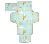 Reusable Diaper Changing pad with Tissue Pocket Waterproof Pads for Baby with Built-in Pillow Cartoon Childish Cute Birds Tree Blue