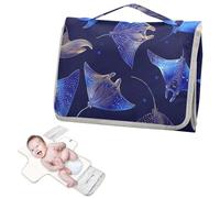 Reusable Diaper Changing pad with Tissue Pocket Wildlife Mantas Dark Blue Diaper mat Changing pad Lightweight & Foldable Changing cambiadores de pa?ales para Bebes