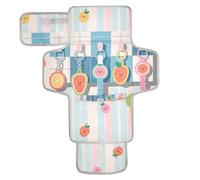 Reusable Diaper Changing Pads with Tissue Pocket Changing pad for Changing Table Lightweight & Foldable Changing Station Light Color Cartoon Fruit Key