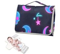 Reusable Diaper Changing Pads with Tissue Pocket Neon Colored Stars Moons and Skeletons Baby Portable Changing pad for Moms, Dads cambiadores de pa?ales para Bebes