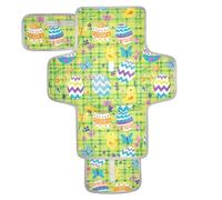 Reusable Diaper Changing Pads with Tissue Pocket Portable Baby Changing pad for Moms, Dads Green Plaids Easter Egg