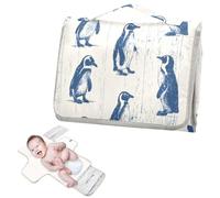Reusable Diaper Changing Pads with Tissue Pocket Wooden Penguin Blu Ray Off White Travel Changing pad for Baby Lightweight & Foldable Changing cambiador de pa?ales para Bebes