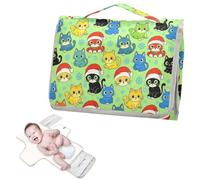 Reusable Diaper Changing Pads with Tissue Pocket Xmas Cat Snowflake Winter Christmas Diaper Changing pad Travel with Built-in Pillow cambiadores de pa?ales para Bebes