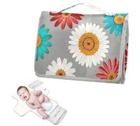 Reusable Diaper pad Changing mat with Tissue Pocket Elegant Trendy Daisy Floral Art Colorful Diaper Changing pad Travel for Moms, Dads cambiadores de pa?ales para Bebes