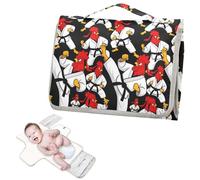 Reusable Diaper pad Changing mat with Tissue Pocket Funny Kung Fu Chicken Rooster Diaper Changing pad Travel with Built-in Pillow cambiadores de pa?ales para Bebes