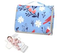 Reusable Diaper pad Changing mat with Tissue Pocket Portable Baby Changing pad for Moms, Dads- Cute Northern Birds Blue