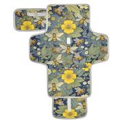 Reusable Diaper pad Changing mat with Tissue Pocket Portable Diaper Changing pad Lightweight & Foldable Changing Station Botanical Bee Pattern Yellow Flowers