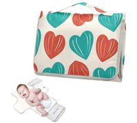 Reusable Diaper pad Changing mat with Tissue Pocket Style Watermelon Turquoise Hearts Diaper mat Changing pad for Moms, Dads cambiador de pa?ales para Bebes