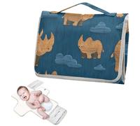 Reusable Diaper pad Changing mat with Tissue Pocket Trendy Style Wooden Rhino Blu Ray Baby Diaper Changing pad with Built-in Pillow cambiadores de pa?ales para Bebes