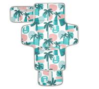 Reusable Diaper pad with Tissue Pocket Diaper Changing pad Travel with Built-in Pillow Seamless Palm Tree Green