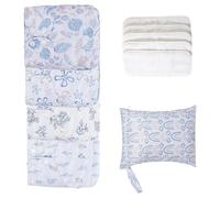 Reusable Diapers - Adjustable Reusable Cloth Diapers,4X Waterproof Cover, Absorbent & Breathable Liners with 4 Inserts & 1 Wet Bag, Prevents Staining
