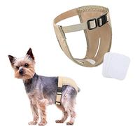 Reusable Dog Diapers, Dog Nappies with 3 Sanitary Pad Adjustable Protective Trousers for Female Dogs in Heat Monthly Bleeding Reusable Washable Doggy Sanitary Hygiene Pants (Khaki, M)