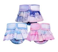Reusable Dog Diapers Female, 3 Pack Washable Doggie Diaper with Skirt Pastel Starry Design, Highly Absorbent Leak-Proof Puppy Diapers for Heat Incontinence & Training