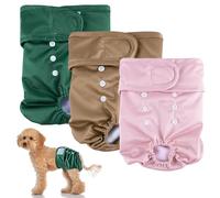 Reusable Dog Nappies 3 Pack Washable Leak Proof Female Dog Period Pants Highly Absorbent Dog Diapers for Heat Incontinence and Puppy Training (3pcs-Solid Color, XS, count, 1)