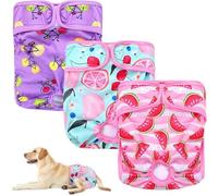 Reusable Dog Nappies Female 3 Pack Washable Pet Nappies with Leak-Proof Lining, Adjustable Waist & Soft Breathable Fabric for Small Medium Large Incontinence Dogs (M 40-50CM)