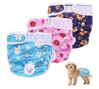 Reusable Dog Nappies Female 3pcs, Leakproof Washable Dog Period Pants Incontinence, Super Absorbent Dog Diapers with Buckle, Adjustable Sanitary Wraps Panties for Small Medium Large Incontinence (L)