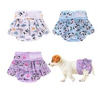 Reusable Dog Nappies Female 3pcs, Washable Dog Period Pants for Female, Super Absorbent Dog Diapers, Skirt Design, Adjustable Dog Pants Dog Nappies for Small Medium Large Incontinence Dogs (L)