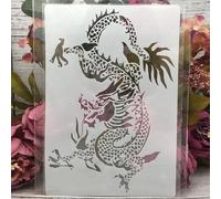 Reusable Dragon Stencils,26x18cm Eastern Dragon Reusable Stencil for Painting on Wood,Wall,Fabric,Rock,Sign,DIY Art Projects,Animal Template