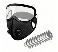 Reusable dust mask, complete with 10 replacement activated carbon filters and detachable goggles, suitable for cycling, running and tasks such as woodworking and mowing the lawn