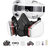 Reusable Dustproof Active Carbon Respirator Mask with Gas Mask Filter, Glasses, 18 Accessories for Dust, Formaldehyde, Painting, Welding & Polishing 6200 Reusable Half Face Mask,Dust Mask, Respirator