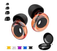 Reusable Ear Plugs for Sleep - Noise Cancelling, Snoring, Travel, and Concerts | 25dB Hearing Protection with Noise Reduction | Comes with 8 Ear Tips and XS/S/M/L - Transparent Orange