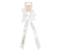 Reusable Elegant Bridal White Hair Scrunchie: Hen Party headpiece accessory for the bride with bow with faux pearl | for Parties and Bridal Showers | Recyclable Packaging | Made by Talking Tables UK